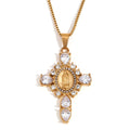 E.B.Belle Fashion Style Luxury Clear Zircon Cross Series Pendant Necklace 18K Gold Plated Stainless Steel Women'S Jewelry