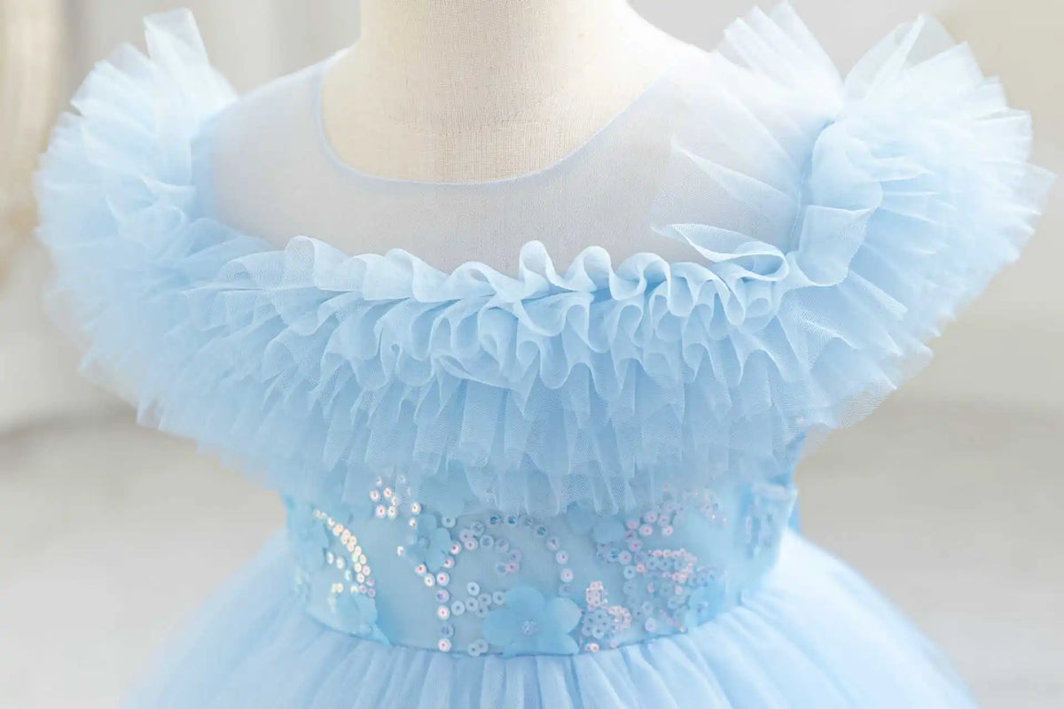 HETISO Sequined Tulle Formal Dress for Girls Elegant Princess Performance Gown New Year Gift Occasion Children's Wear