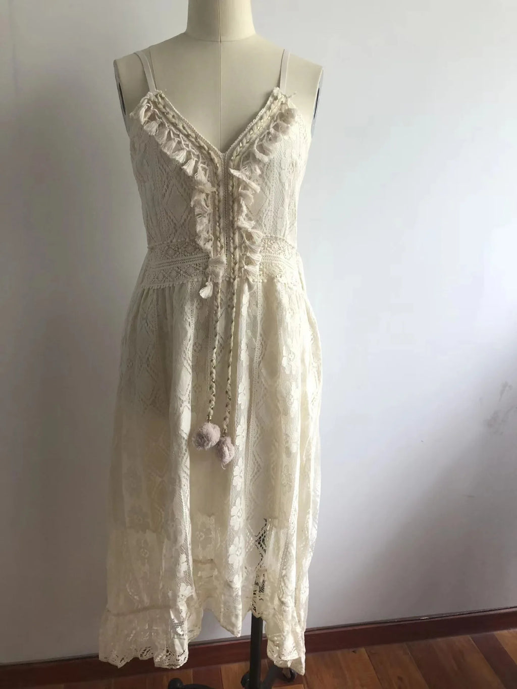 Fashion Summer Camisole Long Skirt Strap Camis Sleeveless Hole Hollow Out Beach Holiday Dress Tassel Sexy Maxi Dresses