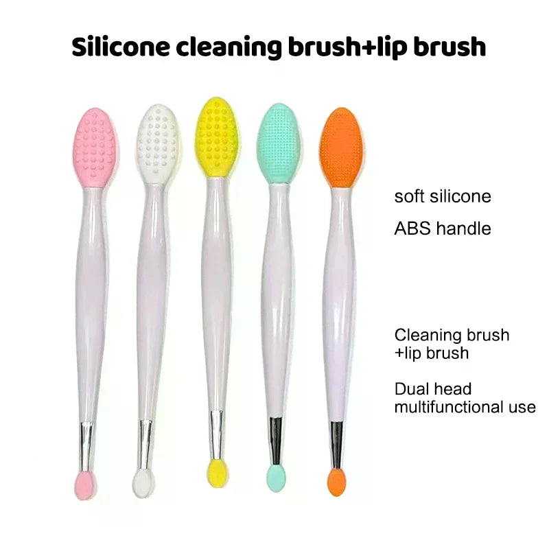 Double-headed Silicone Brush Skin Care Lip Exfoliating Facial Cleansing Face Scrub Nose Clean Brush Lipstick Lip Balm Applicator