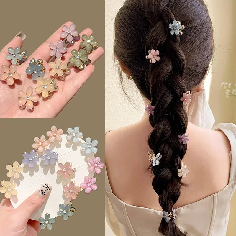 1/10pcs Cute Mini Flower Hairclip Claws Women Girls Colorful Opal Hairpins Sweet Small Headdress Barrettes Accessories