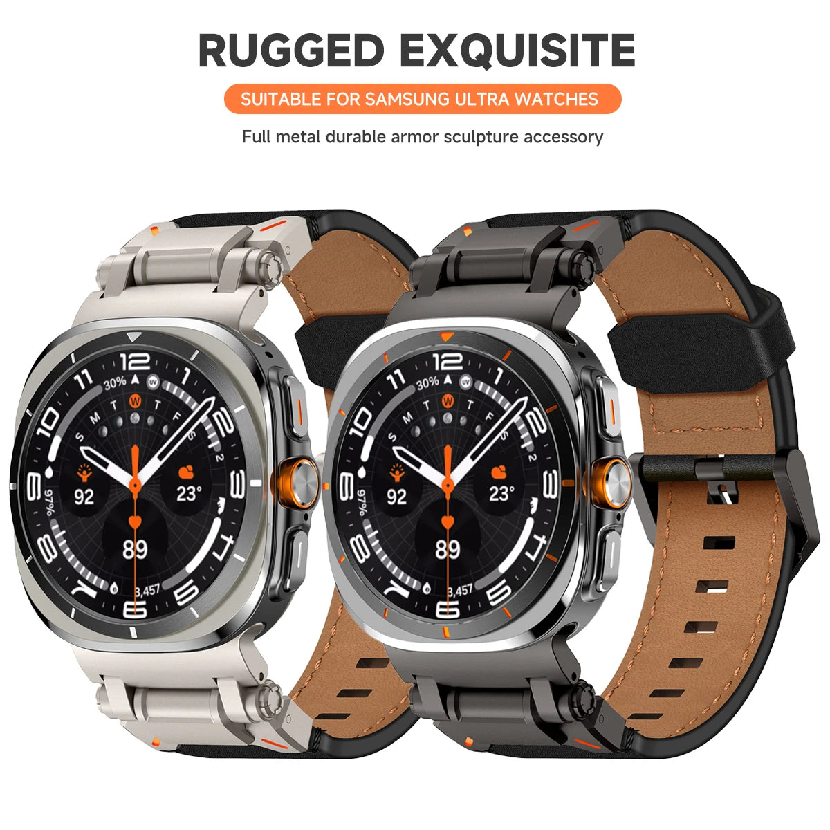 Luxury Leather Band for Samsung Galaxy Watch Ultra 2025 2024 47mm Business Strap for Galaxy Watch Ultra Adjustable Men Wristband