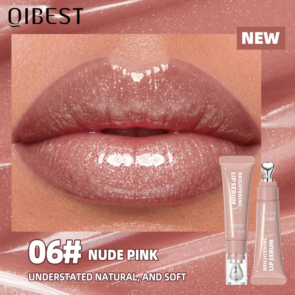 QIBEST Mirror Pearl Watery Crystal Jelly Lipgloss Lasting Moisturizing Lipstick Shine Glitter Lip Glaze Non Stick Cup Lip Makeup