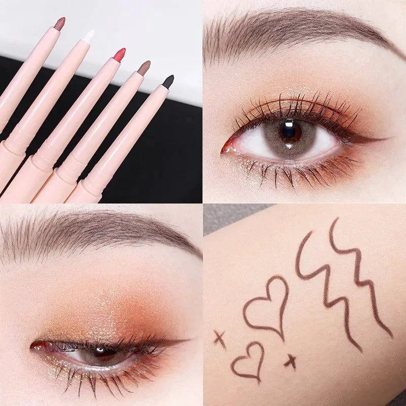 Matte Red Brown Eyeliner Gel Pen Ultra-thin Long Lasting Quick Dry Smooth Colorful Eye Shadow Lying Silkworm Pen Makeup Cosmetic