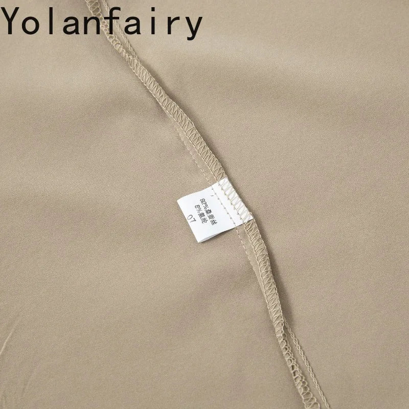YOLANFAIRY 93% Real Mulberry Silk Pajamas for Woman 2026 Spring Summer High-end Sets Woman 2 Piece Short Sleeve Pijamas De Mujer