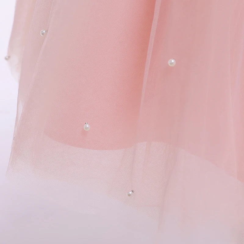 New Girls Puffy Dress Summer Tulle Fashion Little Princess Dress Piano Performance Costume Host Costume 2-10 Years Kids Clothes