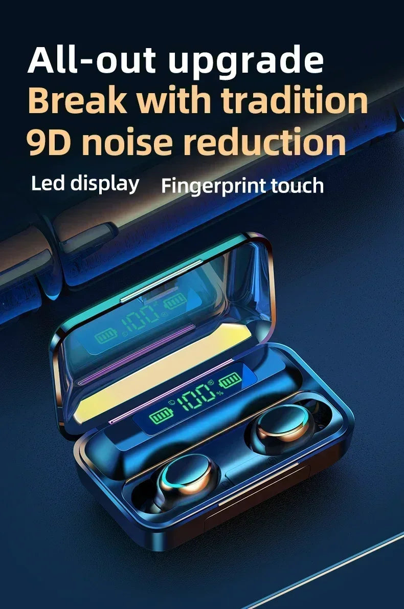 New Bluetooth Headphones 9D Stereo High Bass Sport Earphones Handfree Touch Control Tws Wireless Earbuds Waterproof Headset