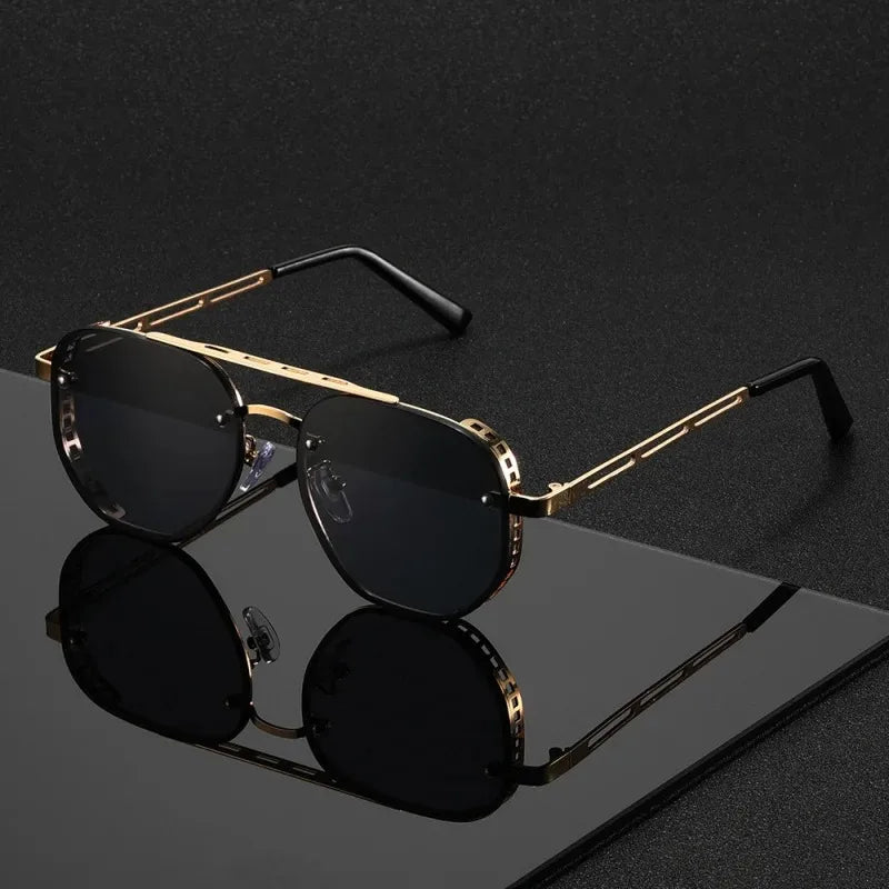 Classic and fashionable double-beam metal sunglasses, high-end, simple and versatile Sun Glasses for Man Women