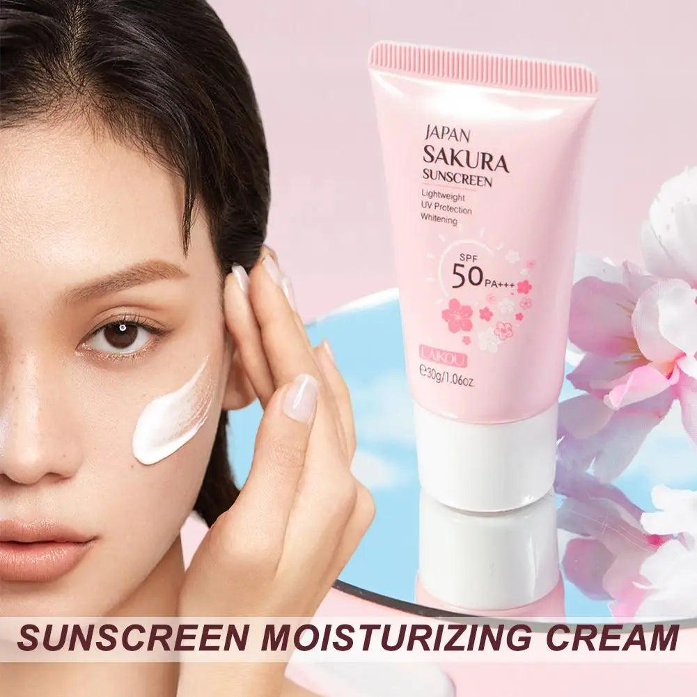 Sakura Sunscreen Cream Spf50 Moisturizing Uv Protect Face Body Sunscreen Isolation Lotion Oil Control Reduce Melanin Skin Care