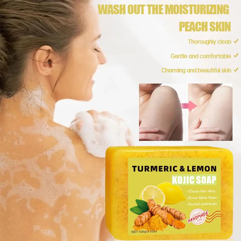 Lemon Turmeric Kojic Acid Soap Bar - Handmade Exfoliating Face & Body