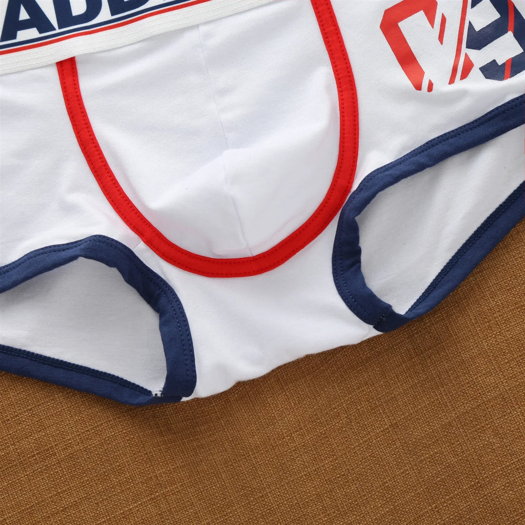 Men'S Korean Letter Pure Cotton Low Waist Underwear Elastic Style Fashion Trendy Flat Corner Pants