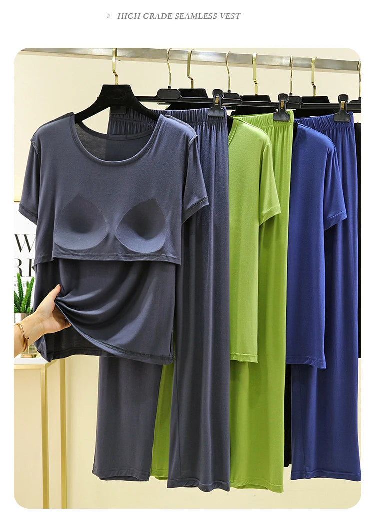Women's Modal Two-Piece Pajama Set - Loose Lightweight Loungewear