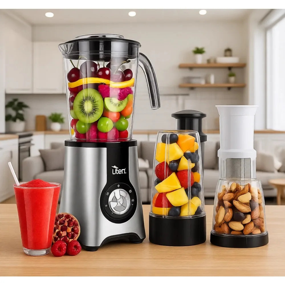 5 in 1 Smoothie Blender 42oz Multi Functional Mixer Juicer Grinder Stainless Steel Blades BPA Free Dishwasher Safe with Cups