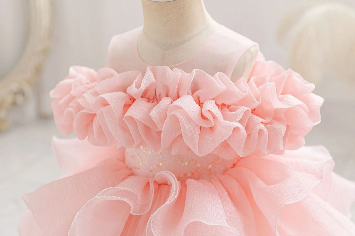 HETISO Girls Elegant Princess Dress Pleated Sequins Baby Birthday Holiday Ball Gown For Party Wedding 1-6 Years