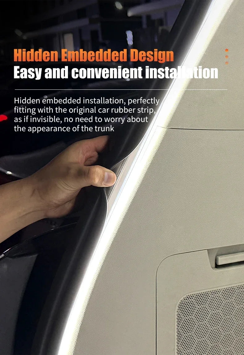 LED Trunk Lighting Lights Dynamic Flowing Flexible Light Strip On/Off Scanning Atmosphere Lamp Waterproof for Car Accessories