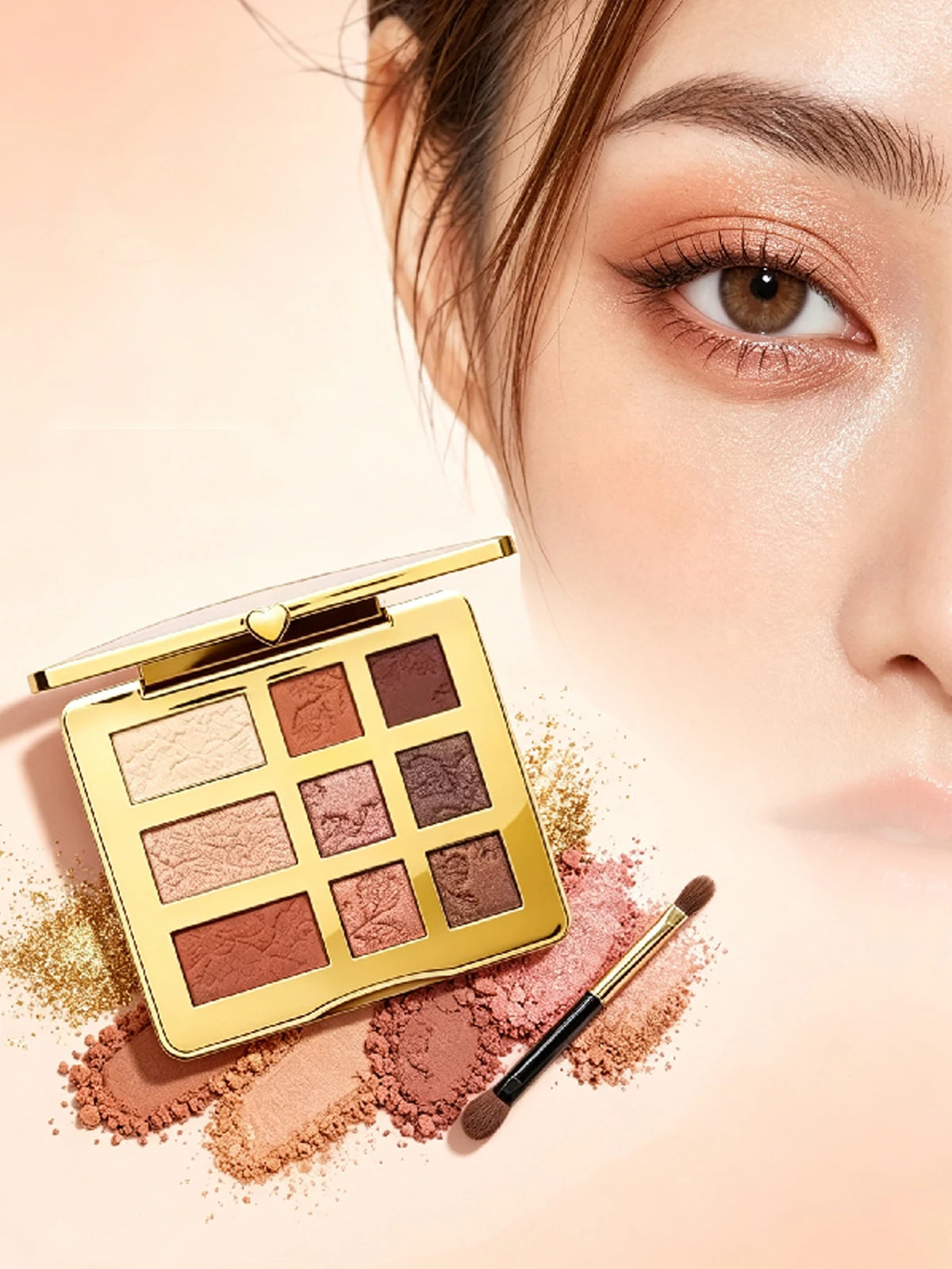 9-Color Eyeshadow Palette - Orange Brown Matte & Shimmer