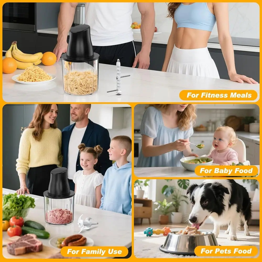 250W Powerful Multifunctional Meat Shredder - Ideal for Chicken, Meats, Fruits, Vegetables, and Nuts (Black)