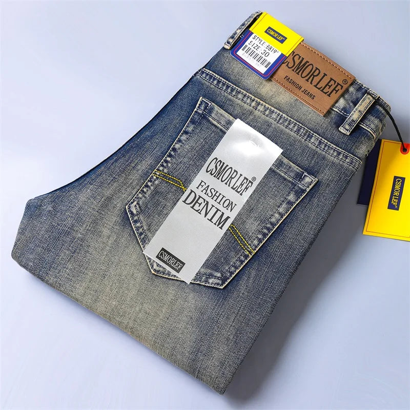 Mens Jeans Slim Fit Straight Leg Denim Pants For Men Retro Casual Style Premium Quality