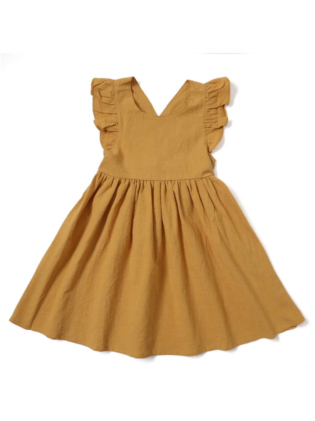 Casual Style Sleeveless Baby Girl Clothing Flying Sleeve Cotton and Linen Material Versatile Solid Color Princess Dress