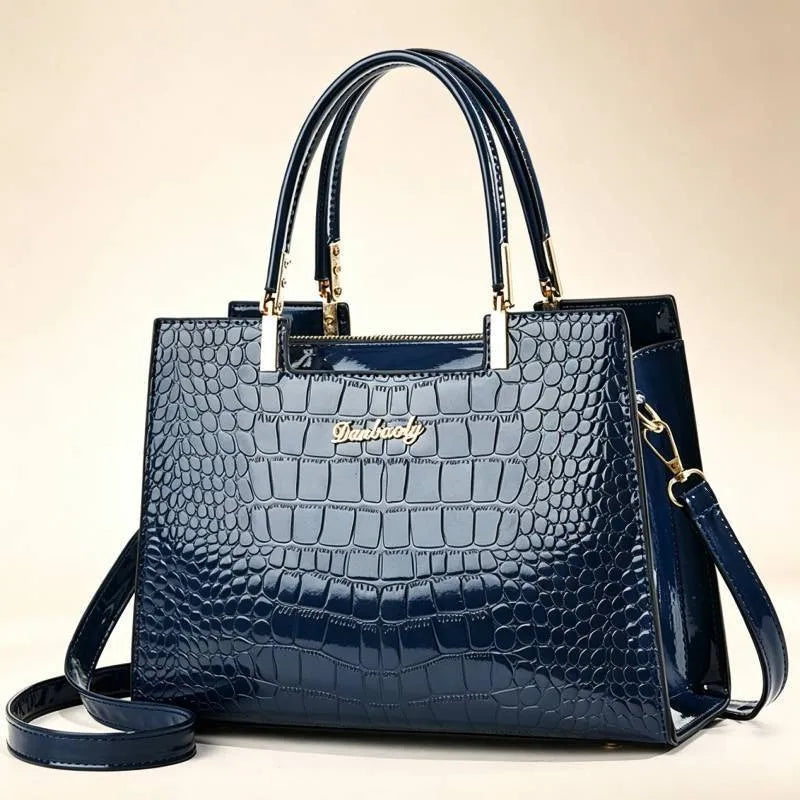 Fall Crocodile Pattern Large for Middle-Aged Women Faionable Briti Sle Leather Capaci Tote Bag Crossbody Handbag