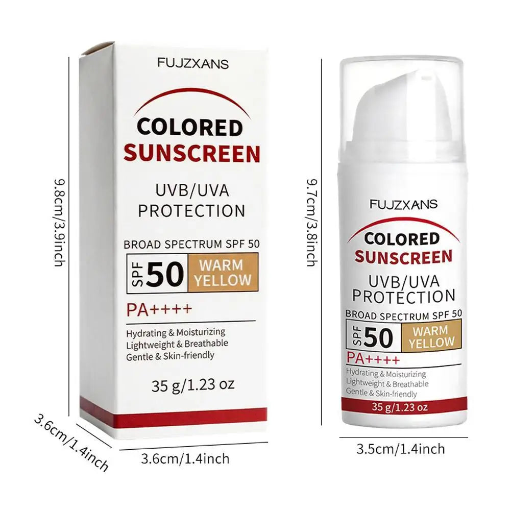 Colored Sunscreen UVB/UVA Protection Broad Spectrum SPF 50 Hydrating Lightweight Breathable Gentle Skin-Friendly Isolation Cream