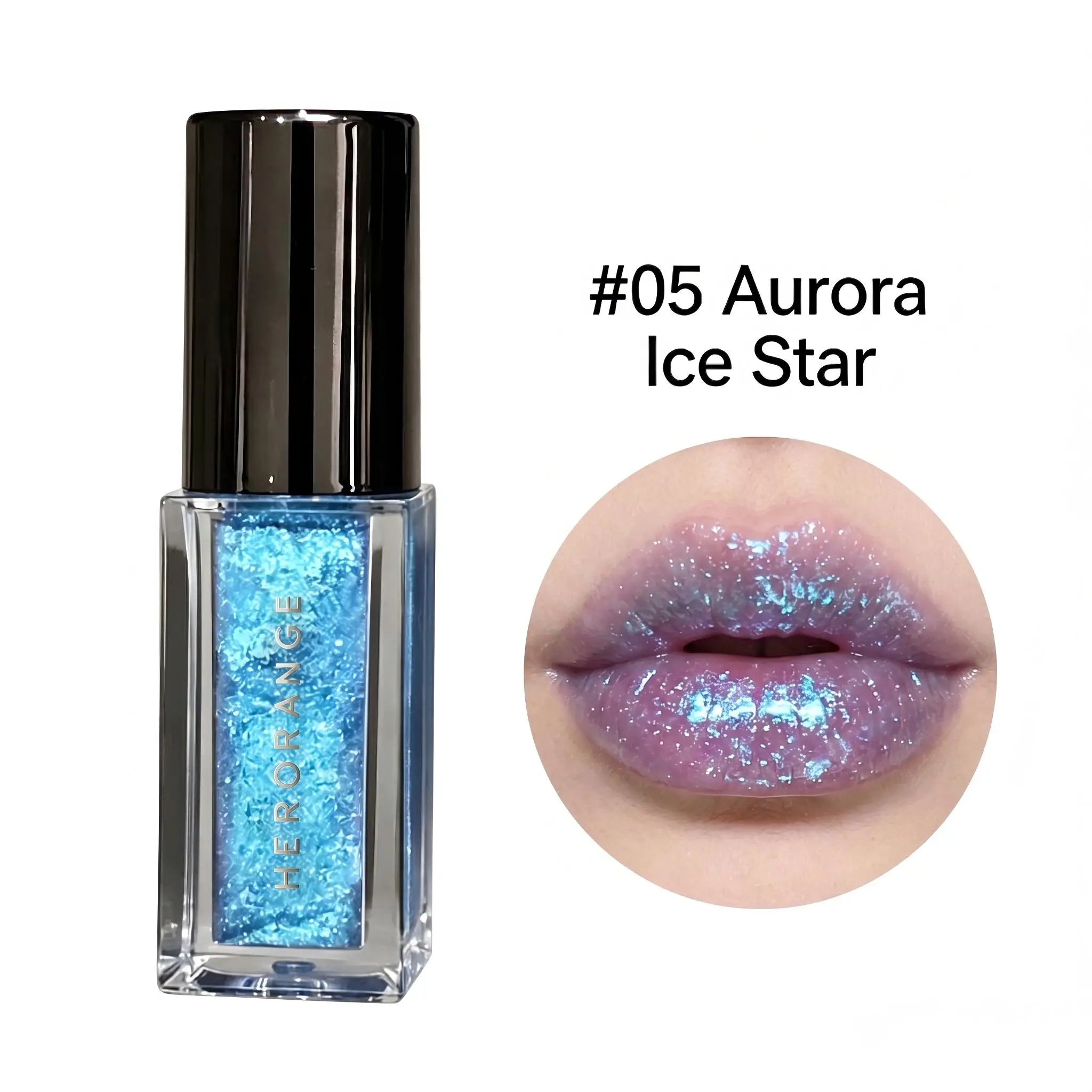 Herorange Star Glitter Lip Gloss Pearlescent Shimmer Mirror Plump Lips Hydrating Watery Lip Makeup