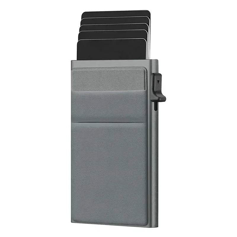 Rfid Anti Blocking Smart ID Bank Credit Card Holder Wallet Metal Thin Slim Men Women Pop Up Minimalist Metal Cardholder Case