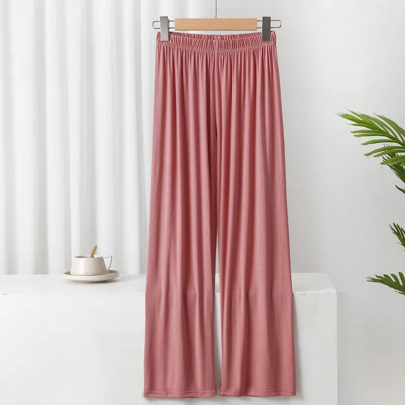 New Summer Knit Women's Modal Pants Loose Casual Wide Leg Pants for Women Bottoms Korean Fashion Home Streetwear Women Clothes