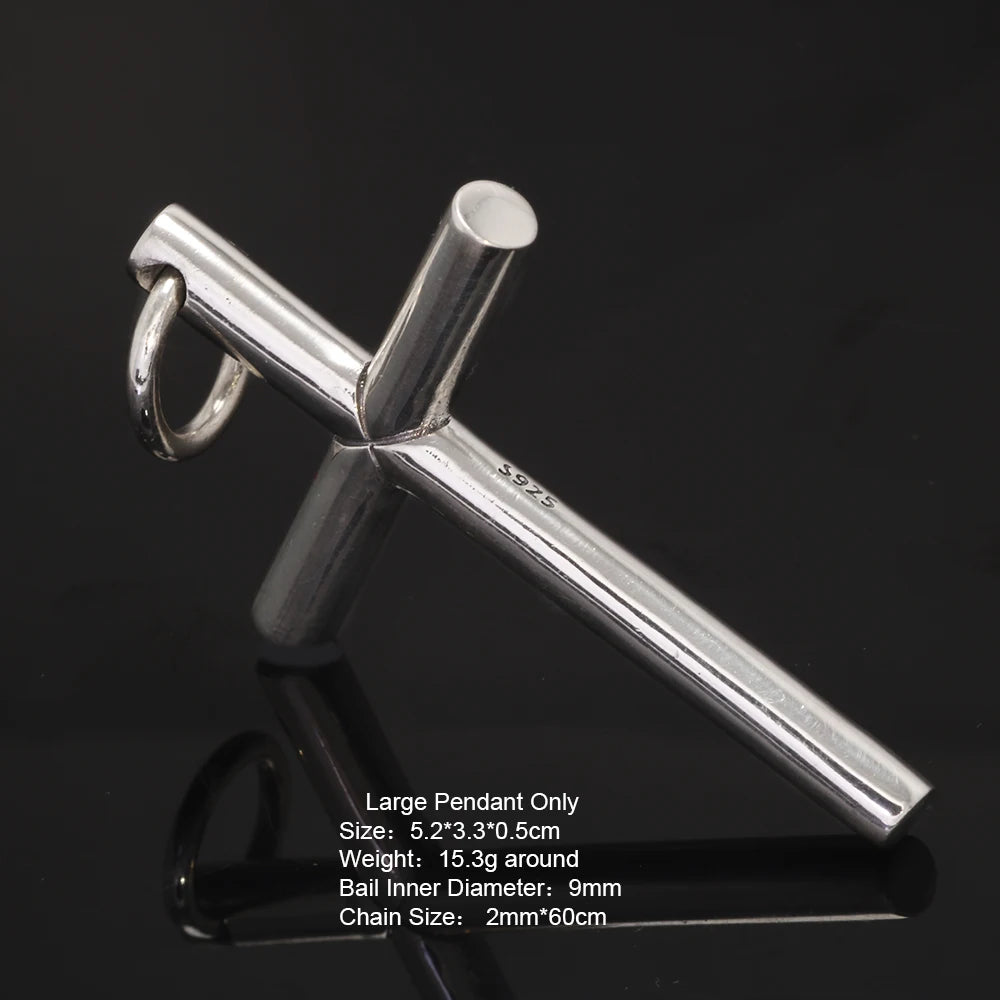 Real Solid 925 Sterling Silver Cross Pendant For Men And Women'S Smooth High Polishing Design Jesus Christ Jewelry