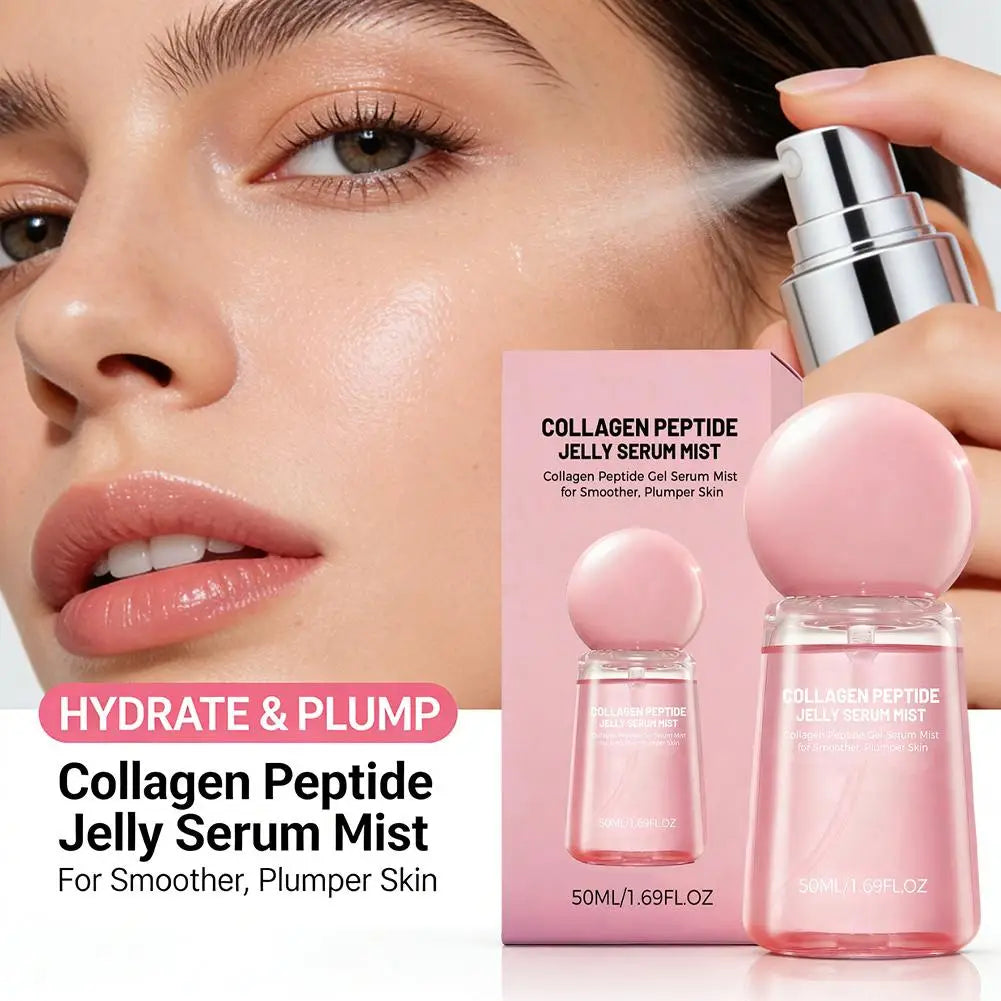 Collagen Peptide Jelly Serum Mist Plumping Smoothing Dry Skin Brighten Firming Deep Hydrating Spray Serum with Collagen Peptides