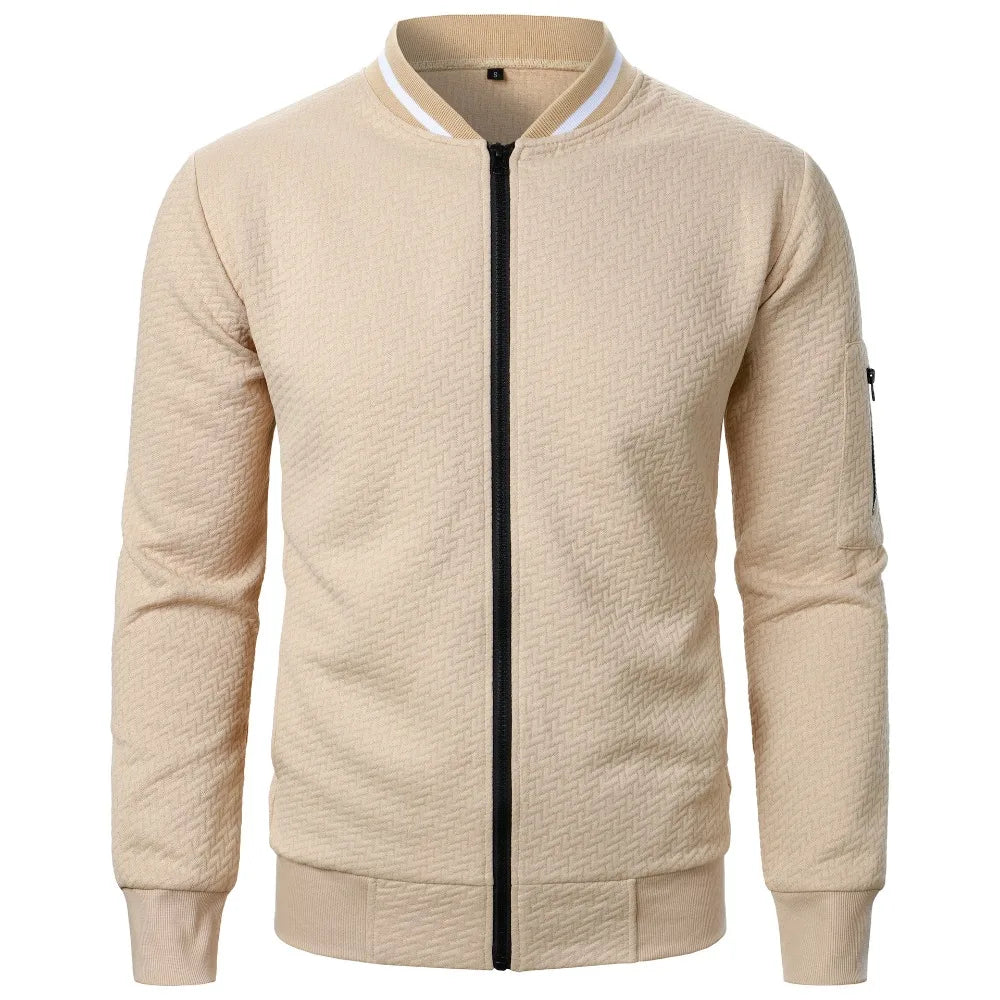 New Men's New Zip Stand Collar Sweatshirt Jacket Men's Casual Jacquard Cardigan Sweatshirts Baseball Jackets Men Clothing