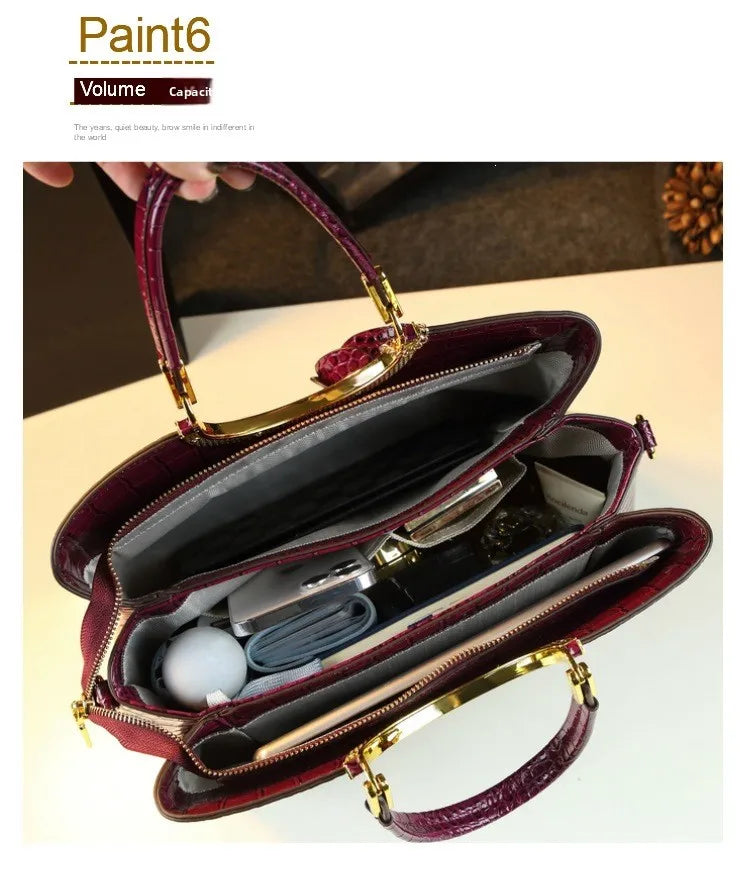 Elegant Leather Crocodile Pattern Wedding Handbag for Women Suitable for Bridal Events And Cheongsam Outfits European Vintage...