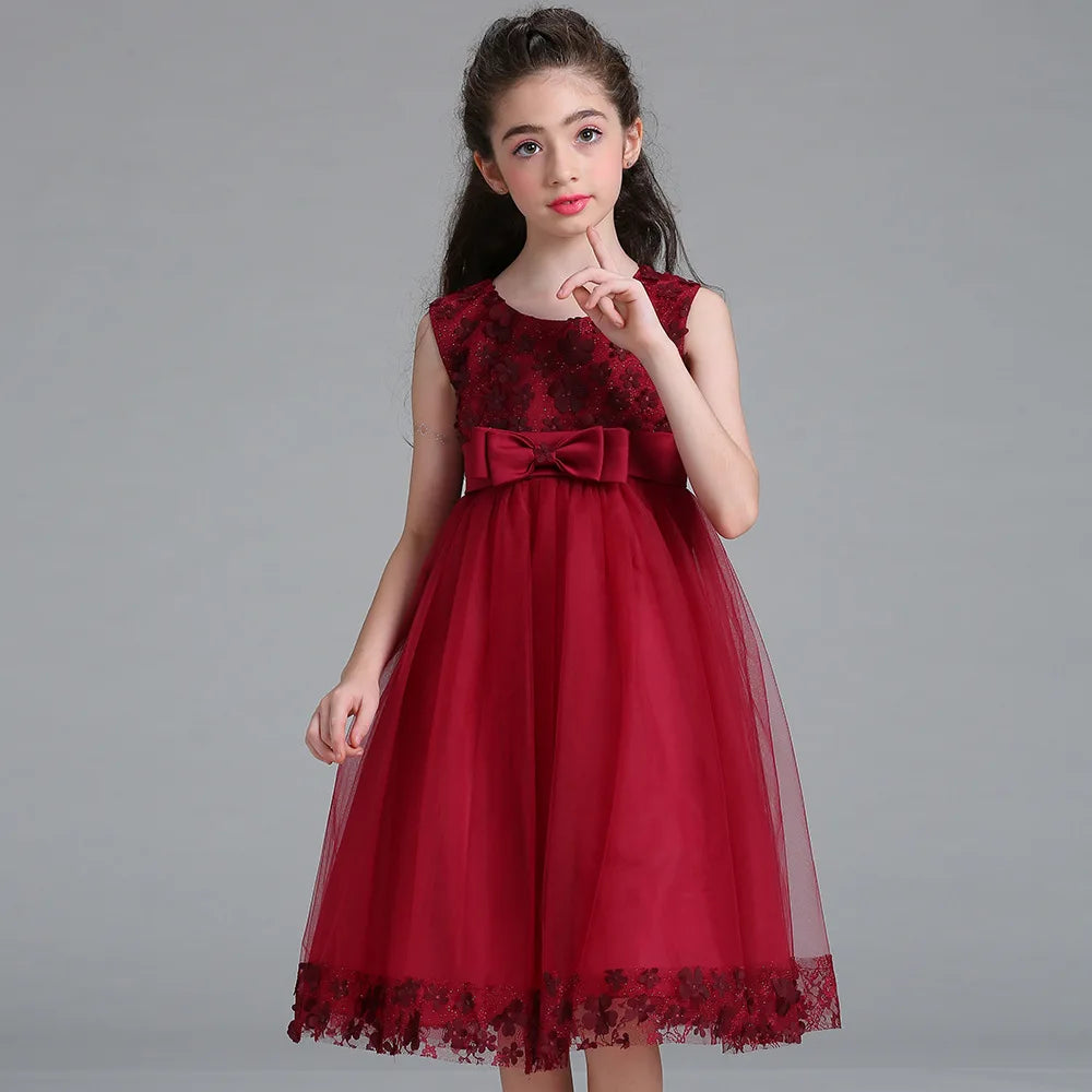 Elegant Flower Girls Princess Dresses Tulle Wedding Christmas Party Birthday Prom Dress for Kids Teens Children Clothing Vestido