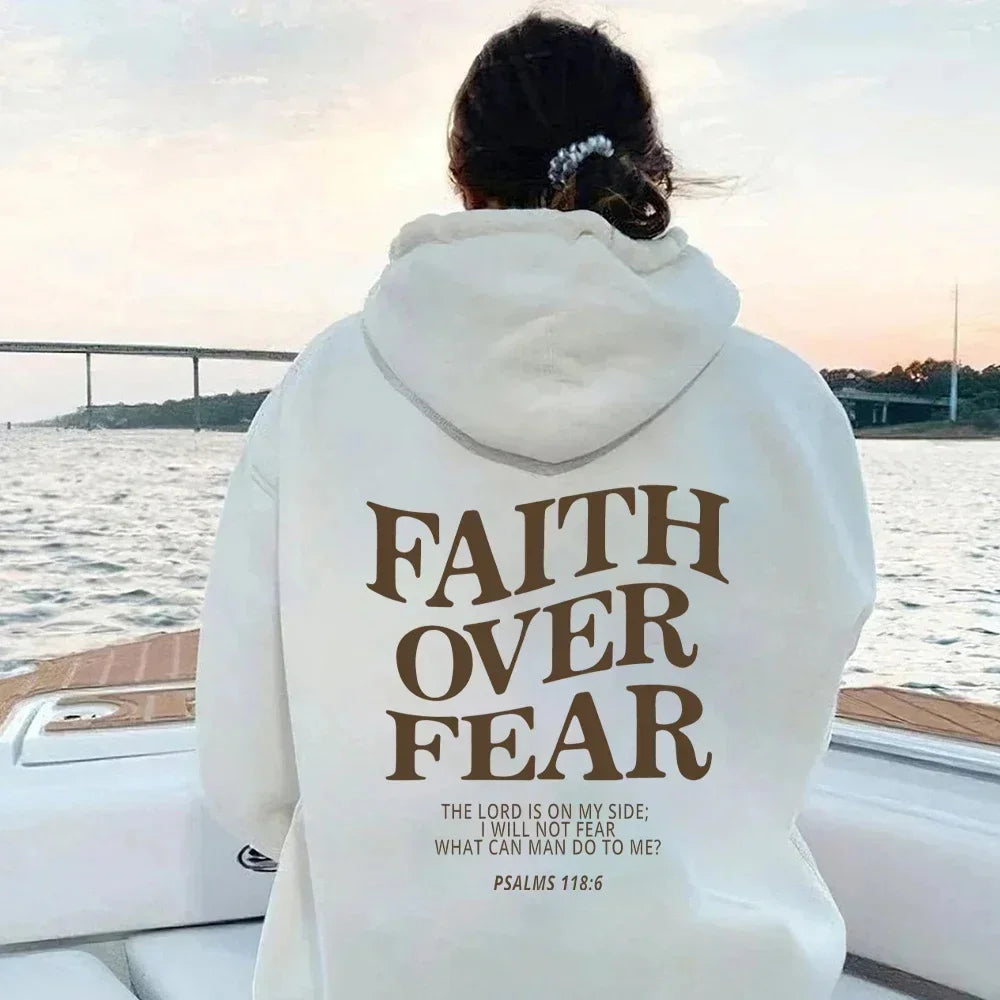 Faith Overcomes Fear - Christian Hooded Sweatshirts Jesus Hoodie Fashion Men Women Hoodies Casual Sweatshirt Harajuku Unisex