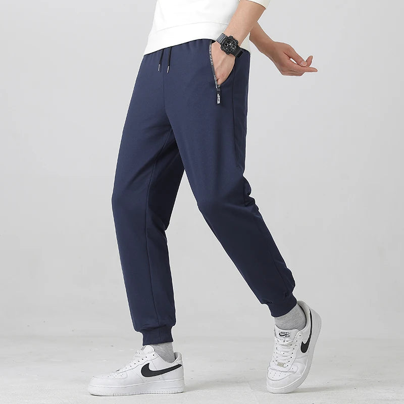 Summer Big Size Men'S Pant Drawstring Stretch Sport Jogger Trouser Male Plus Large Fit Zip Pocket 4Xl 5Xl 6Xl 7Xl 8Xl Grey Black