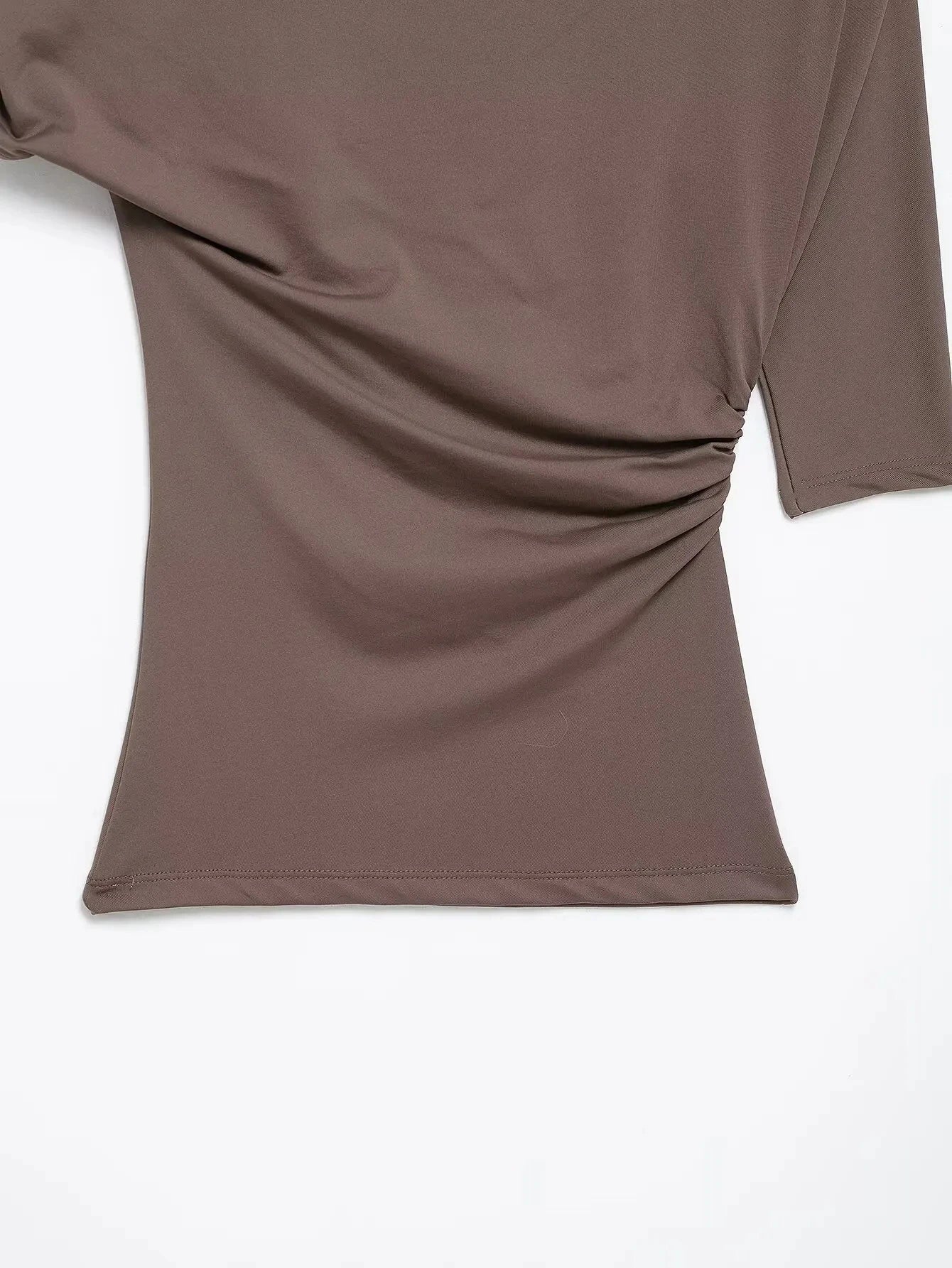 HH Women Pleated Short Sleeve Solid Slim Tops Summer Sexy Chic Asymmetrical Off Shoulder Vintage T-Shirts High Street Outfits