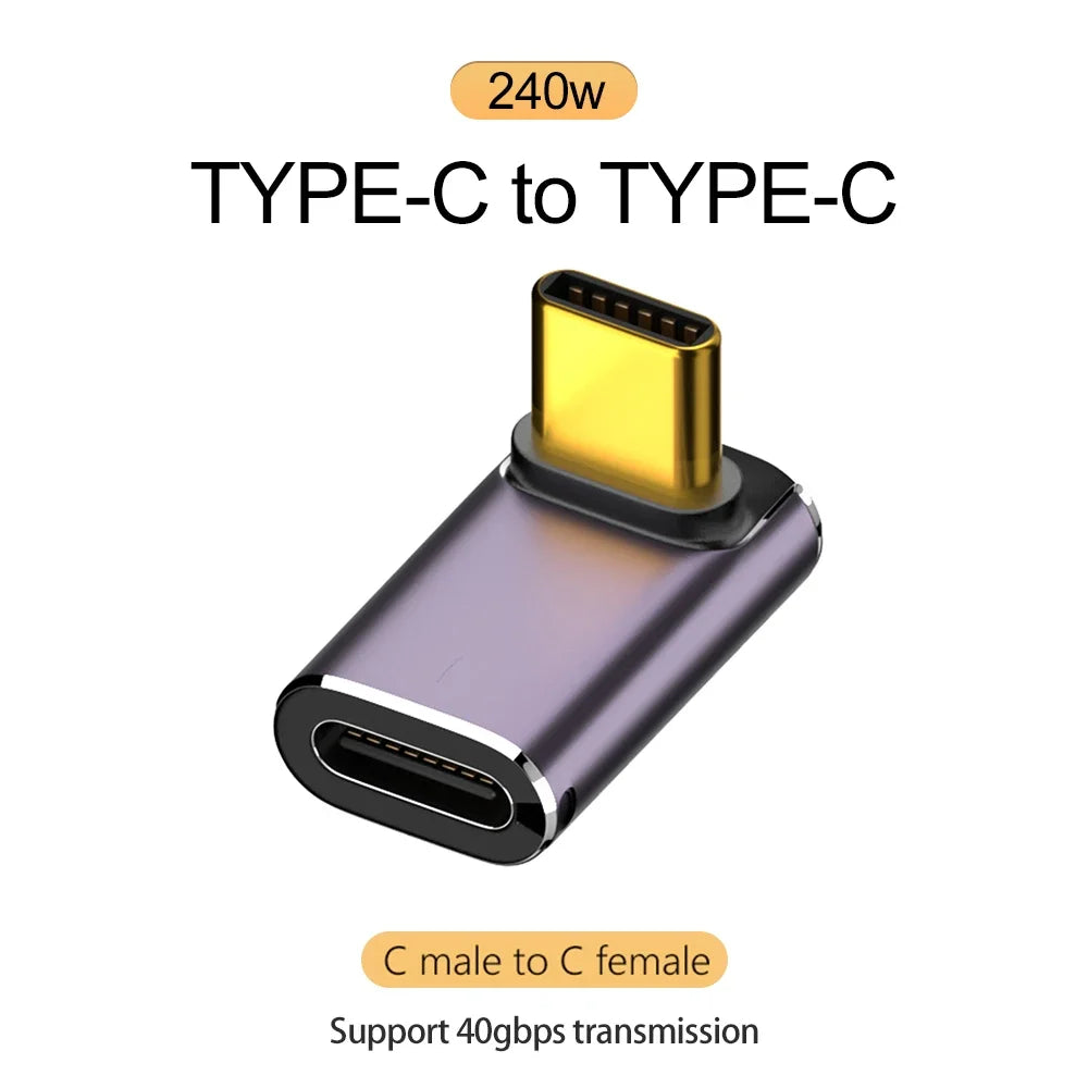 USB 4.0 PD 240W 8K USB-C Adapter – 40Gbps OTG Male to Female Connector