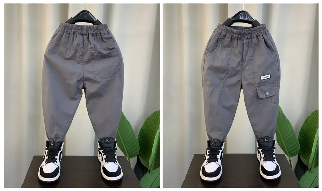 New Spring Autumn Fashion Boys Pants Loose And Comfortable Design Sport Overalls Cargo Trousers For 2-10 Years Old Kids