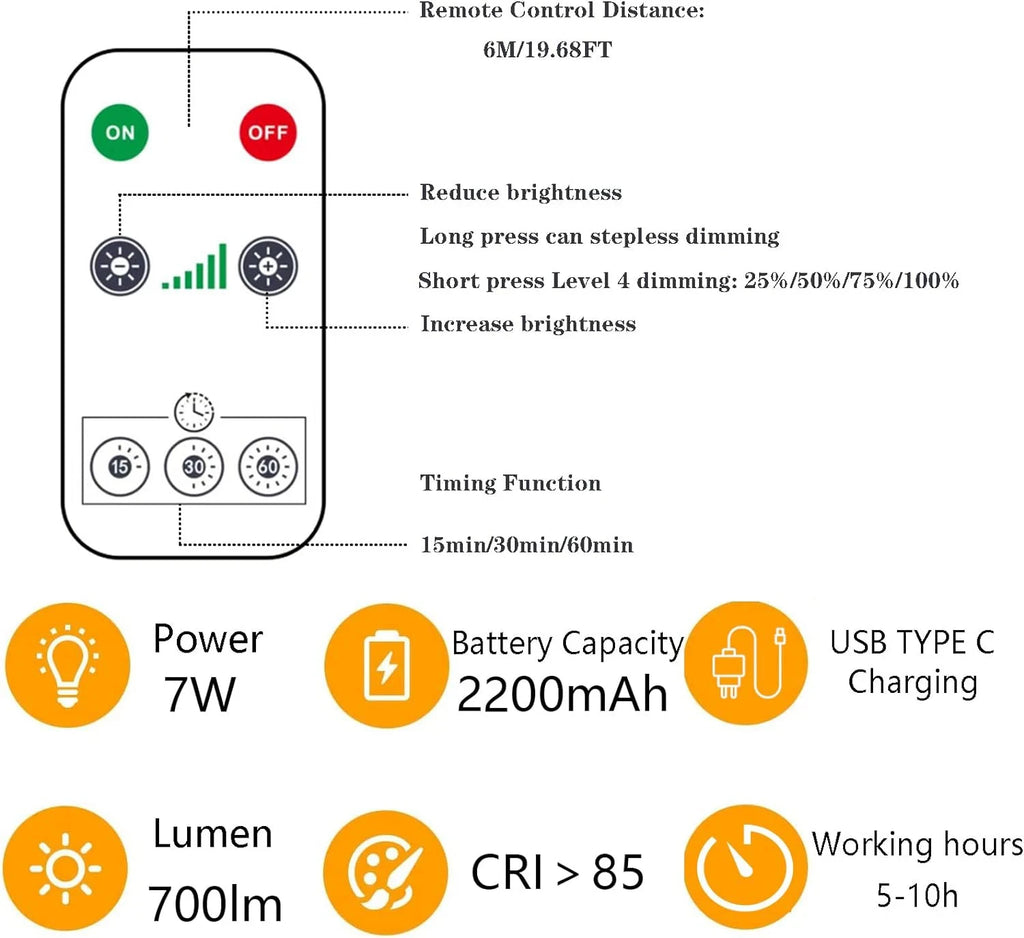 HOMEFISH USB Rechargeable E27 LED Bulb – Touch Control, Dimmable & Timer