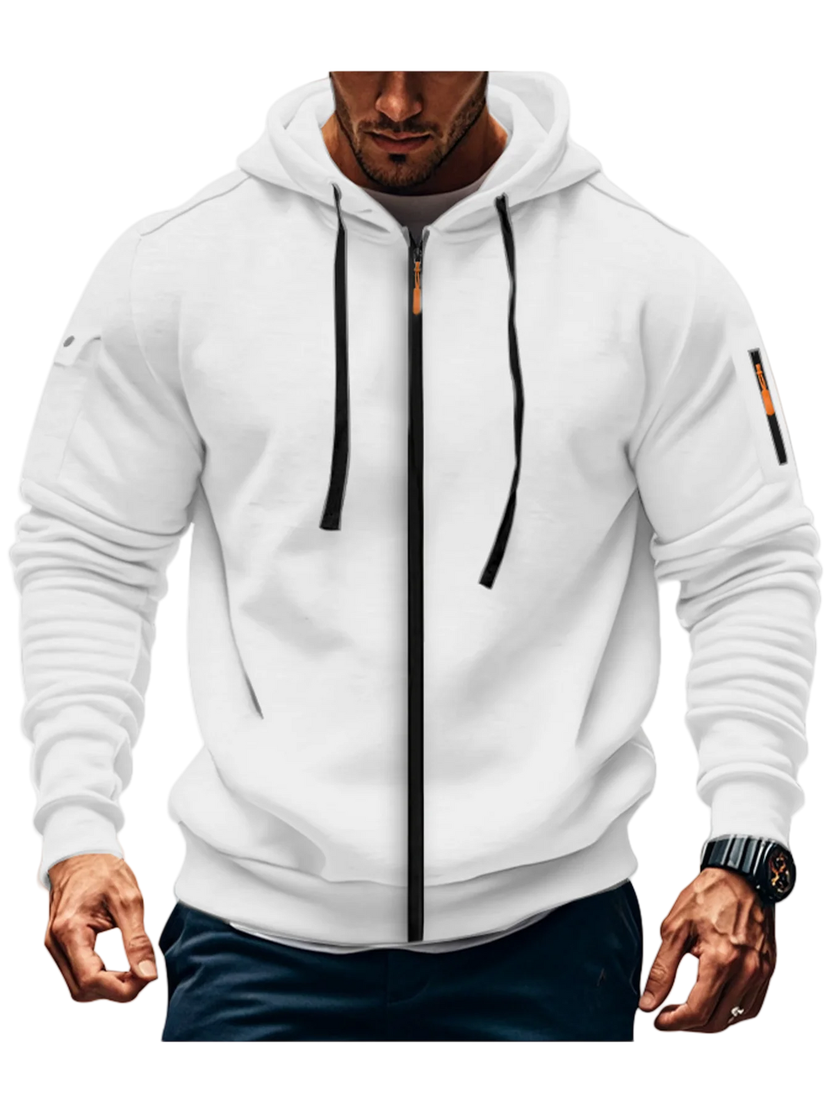 Men's Hooded Sweatshirt - Long Sleeve Zipper Sportswear Slim Fit