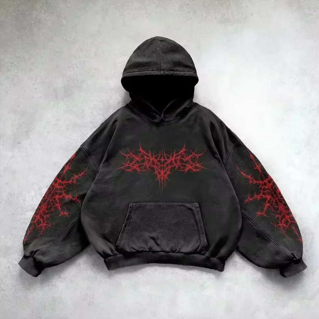Y2K Camouflage Print Pullover Hoodie - Men's Oversized Streetwear