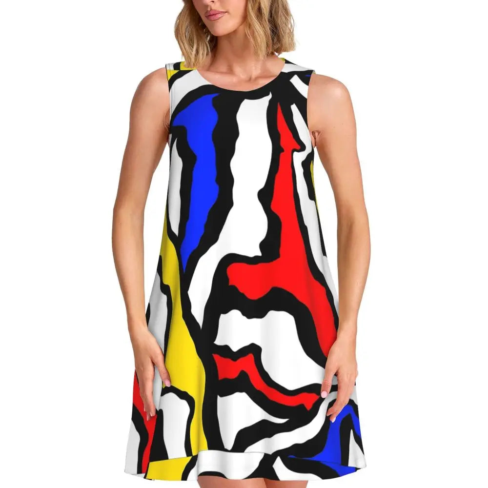 Music Note Colour Style Dress Boho Dresses Spring Aesthetic Oversized Tank Dress New Arrival Female Printed Vestido