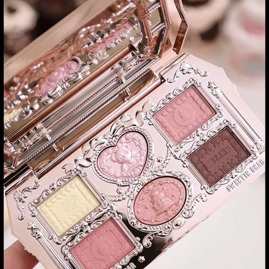 Flowerknows SWEETIE BEAR COLLECTION 6 Color Eye Shadow Palette Long Lasting Glitter Shimmer Finish Eyeshadow Powder