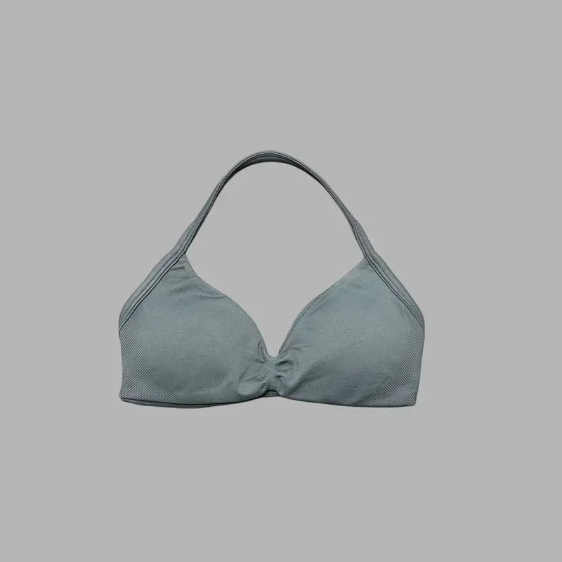 Histello Sports Strappy Bra Women Yoga Tank Bra Seamless High Support Fitness Workout Top Running Exercise Halter Gym Bras