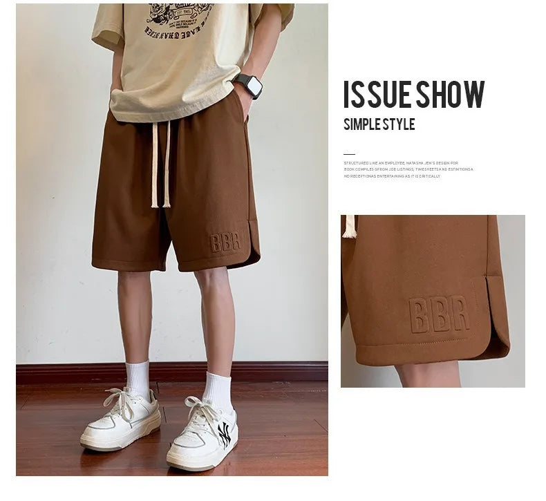 Men's Summer Ice Silk Thin Breathable Straight Leg Pants Five-Quarter Casual Shorts Polyester Fabric Comfortable Lightweight
