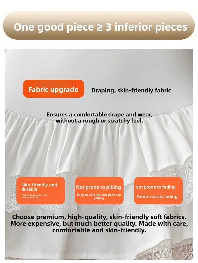 Pure Desire Lace A-Line Mini Skirt High Waist Puffy Sweet Style Short Cake Skirt Cotton Blend Fabric Summer Women's Dress