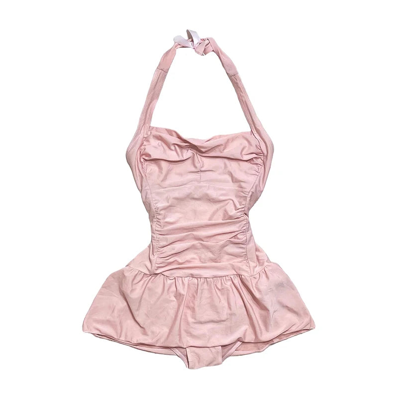 Sexy Slim Fit Chic Solid Color Bowknot Design Suspender Mini Dresses Y2K Gothic Rock Streetwear Harajuku Women Casual Chic Dress