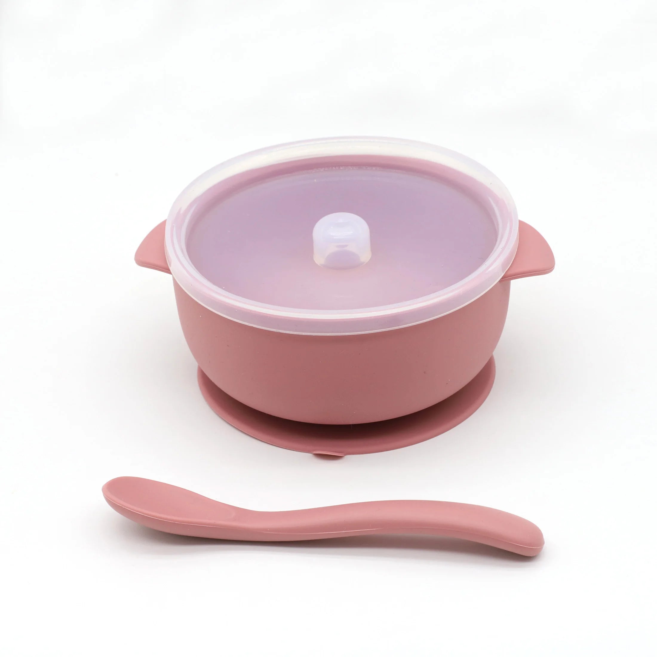 Silicone Suction Bowl Set With Lid And Spoon 3 Piece Strong Suction Mess Free Self Feeding For Babies