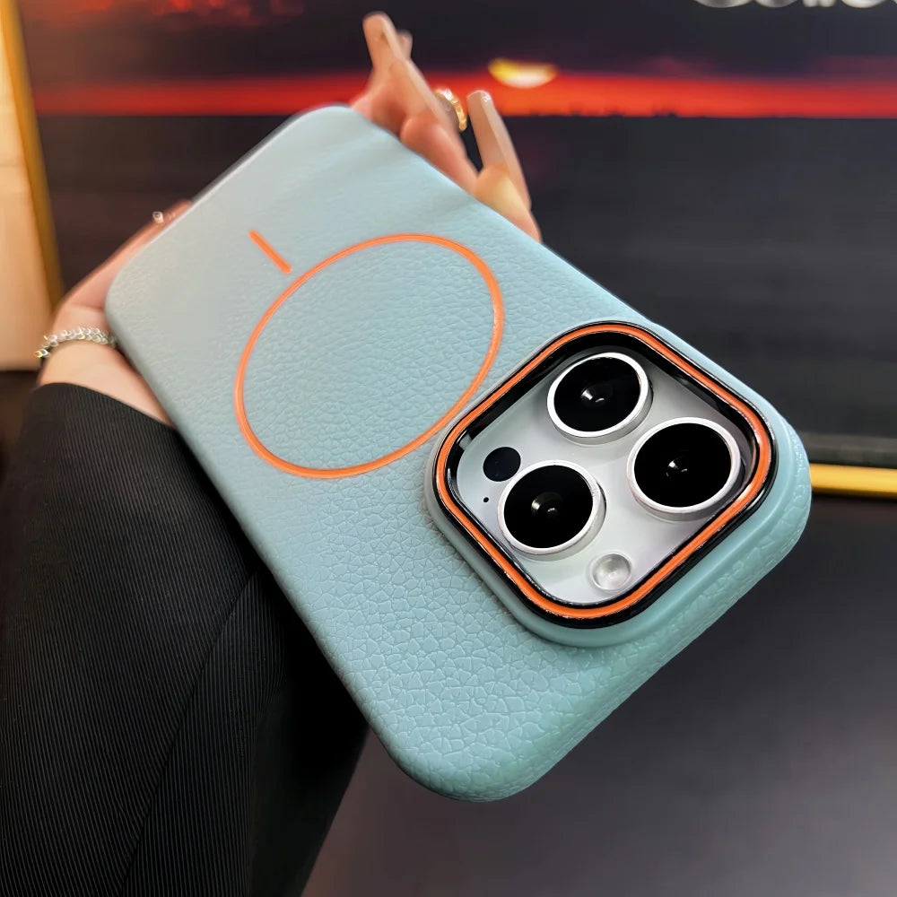 Lichee Pattern Magnetic 17promax Case for IPhone 17 Pro Max 16 14 15 Plus 13 12 17 Air Pro Max 11 for Magsafe Soft Cover