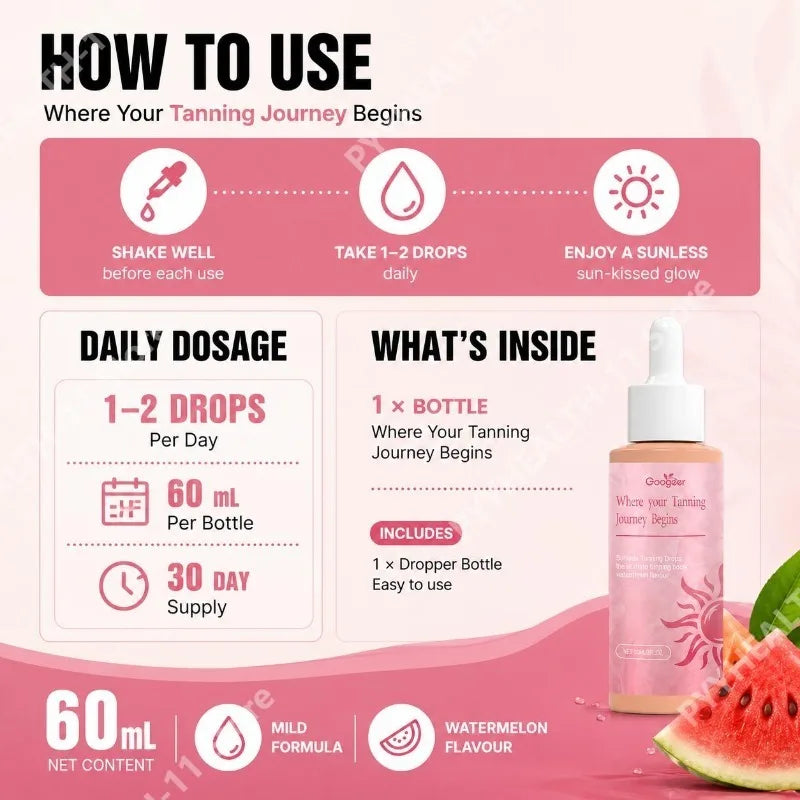 Googeer Sunless Tanning Drops with Gluconolactone for Face & Body Customizable Skin Glow Even Skin Tone Long Lasting 60 ML